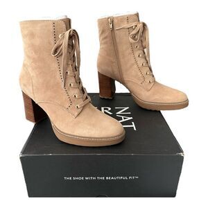 Naturalizer Callie Dark Tan Suede Lace Up Ankle Boots Women's 9.5 M NWT Boho